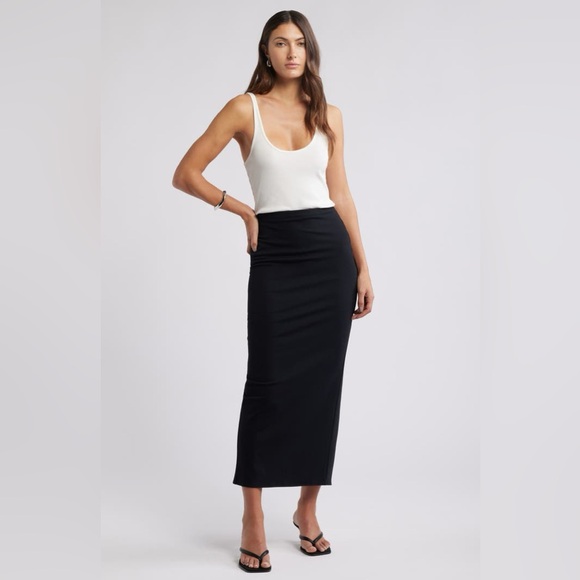 Open Edit‎ Smooth Edit Maxi Skirt Size Small Black New With Tags - Picture 2 of 8